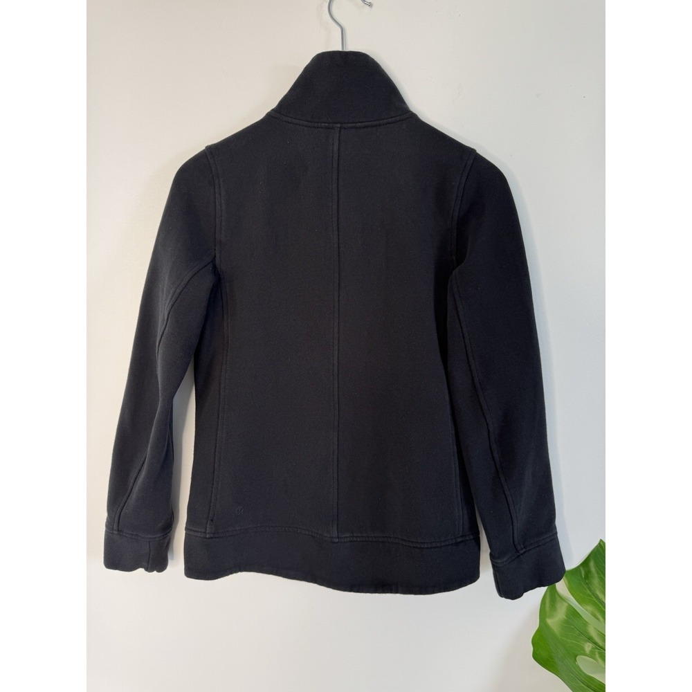 Lululemon Fleece Be True Moto Jacket Womens Size 2 Black Asymmetric Zip Quilted - Picture 8 of 13